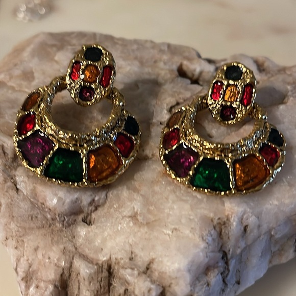 1980’s Colorful Door Knocker Earrings - Picture 8 of 10